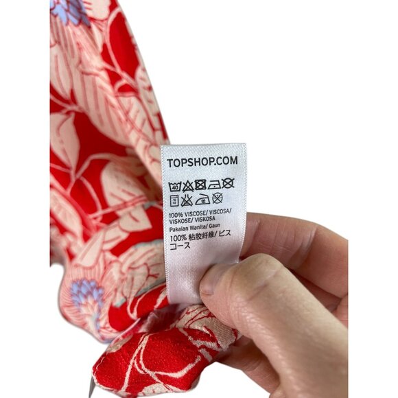 Topshop Womens Floral Patchwork Bell Sleeve Mini Dress 4 Multicolor - Picture 7 of 9